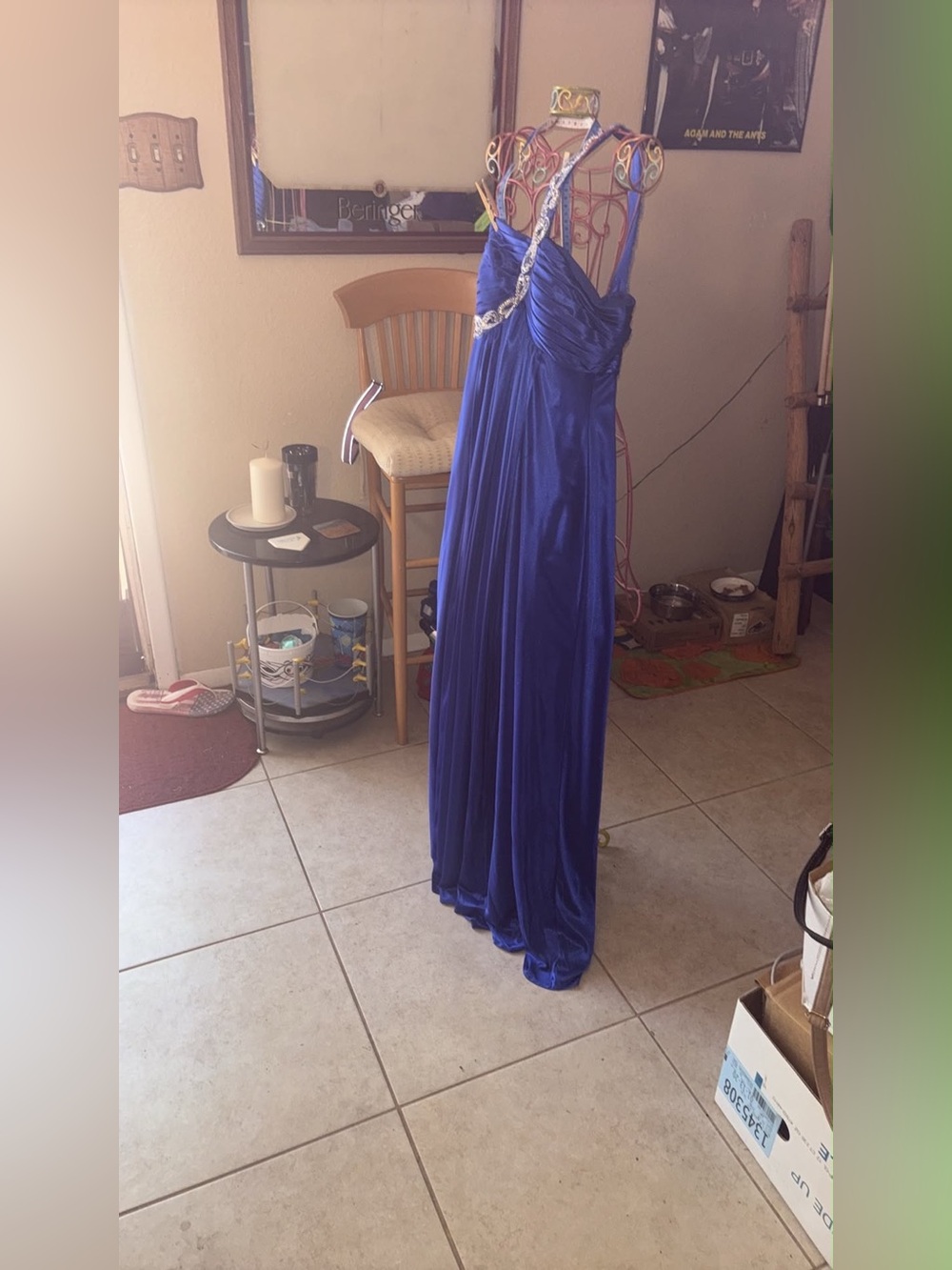 Morgan & Co. Cobalt Blue Dress with Pink Label Accent